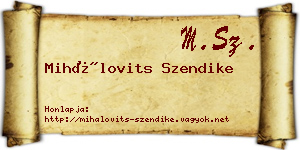Mihálovits Szendike névjegykártya